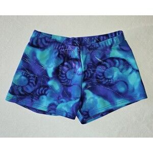 MOTIONWEAR Shorts Dance/Gymnastics Child Blue Turq/Purple Swirl Adult XS/Girls L